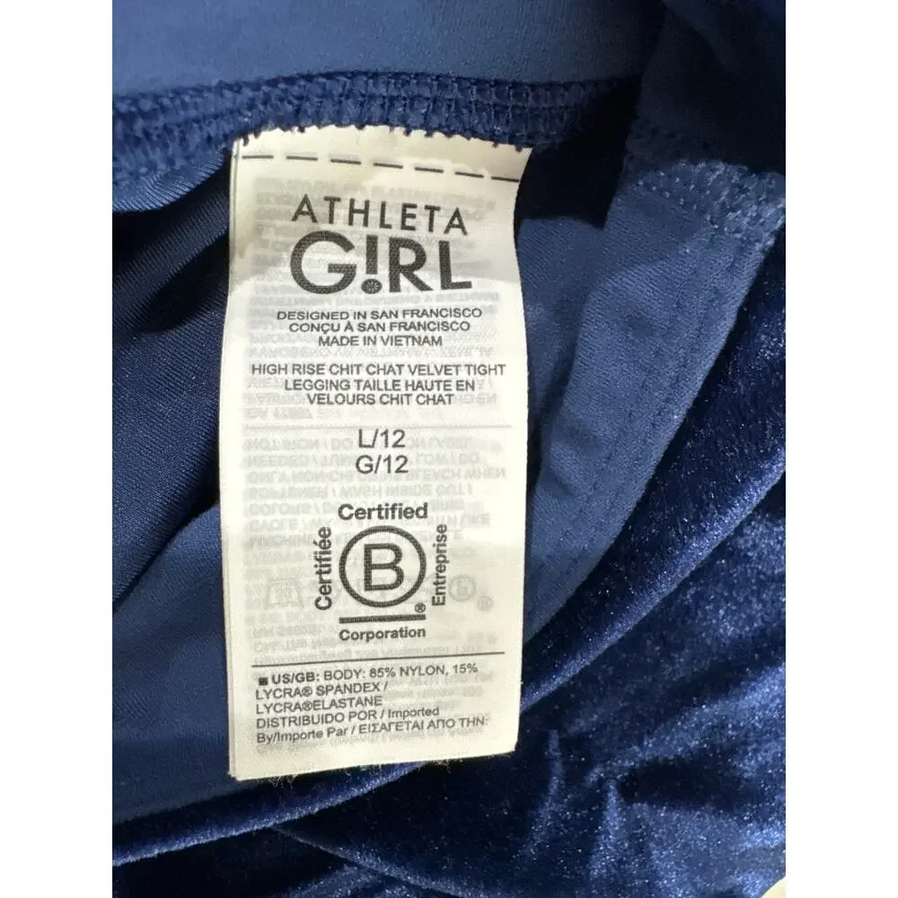 Athleta Girl High Rise Chit Chat Velvet Tight / Legging, Size 12, large